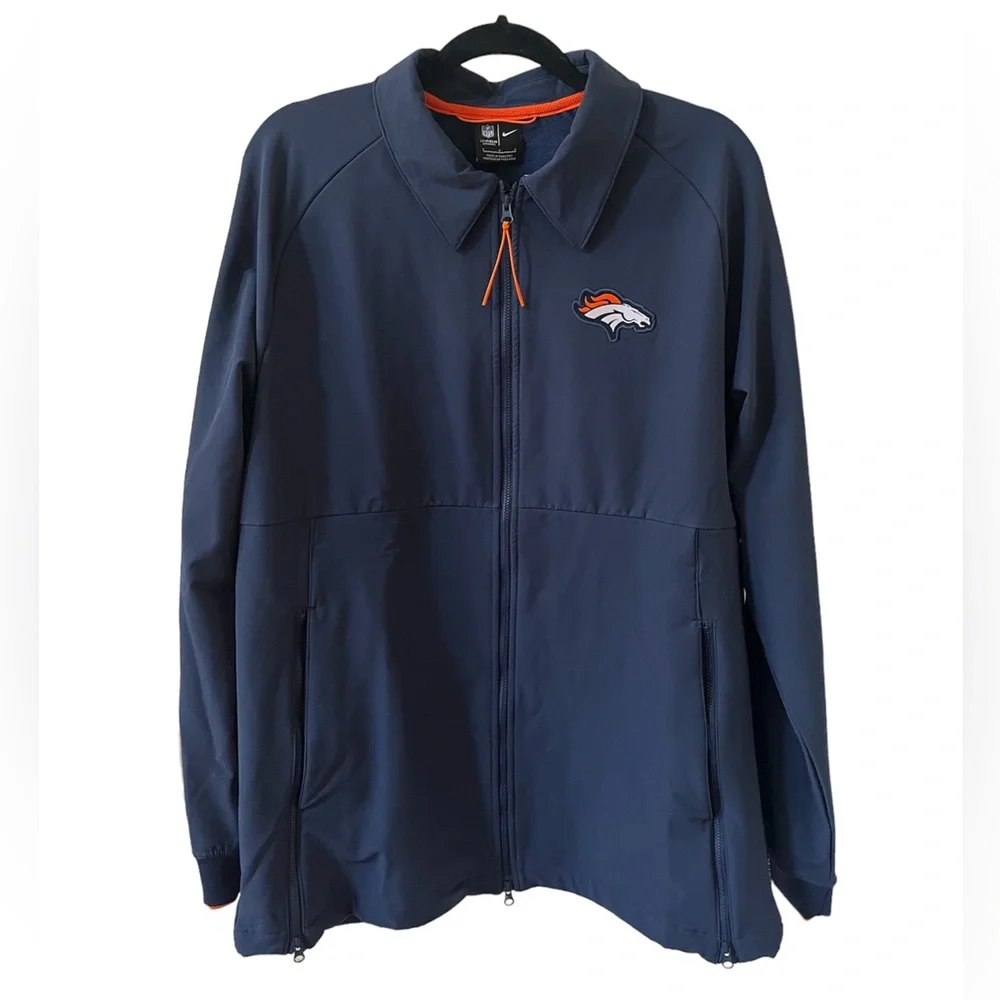 Nike Denver Broncos On Field Jacket Navy Blue and orange men’s large - Picture 1 of 9